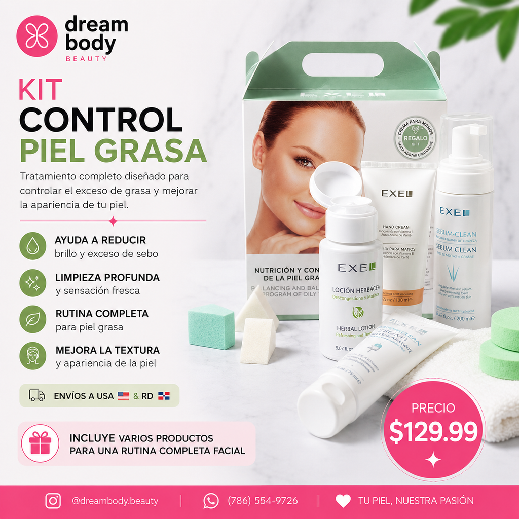 EXEL Kit Nutrición y Control de la Piel Grasa | Rutina Facial de 3 Pasos