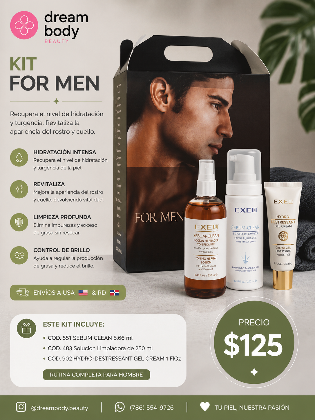 Men’s Hydrating & Revitalizing Skincare Kit - 3 Steps EXEL